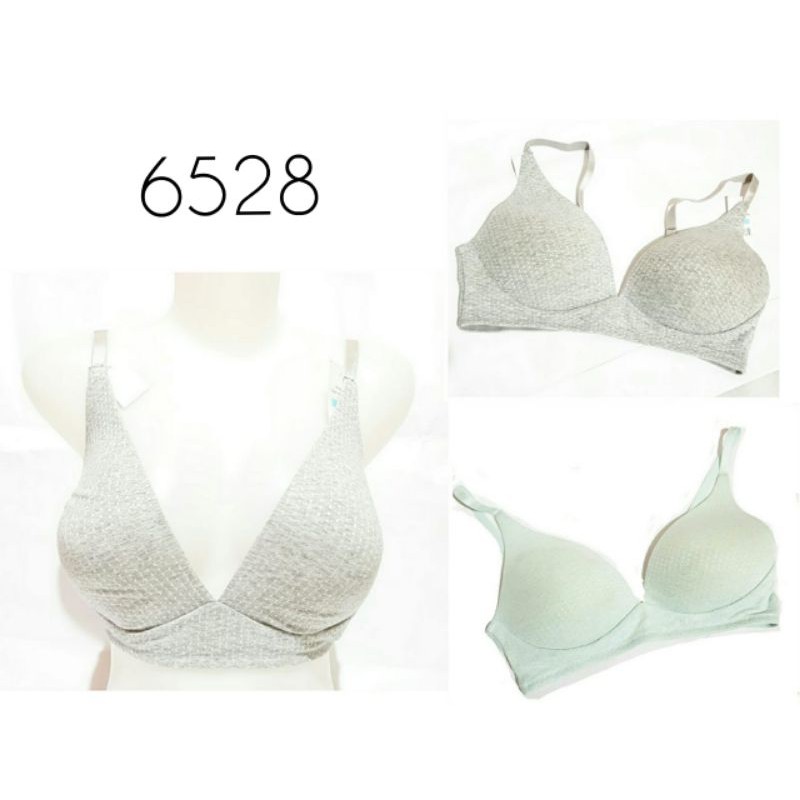 6528 Bra wanita | BH WANITA  pakaian dalam wanita busa bermotif bintik-bintik Warna grey dan gren s1