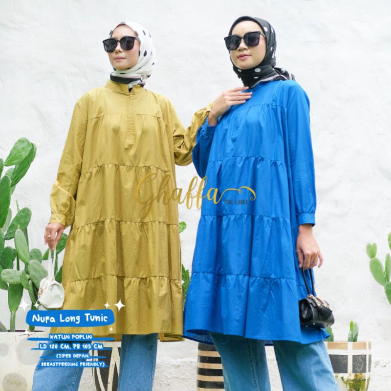 Tunik polos kekinian / Nufa long tunik by ghaffa the label / Long tunik polos modern