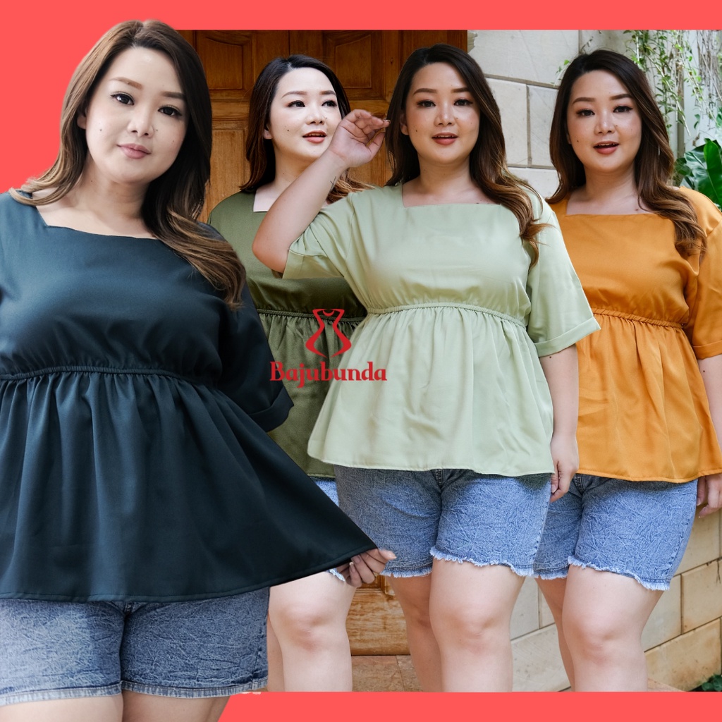 LD 120 Atasan Wanita Jumbo Blouse Big Size Polos TOP SQUARE