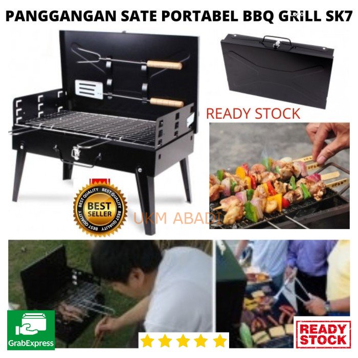 Alat Panggang Sate Arang Portabel Lipat Barbeque BBQ Desktop Grill SK7