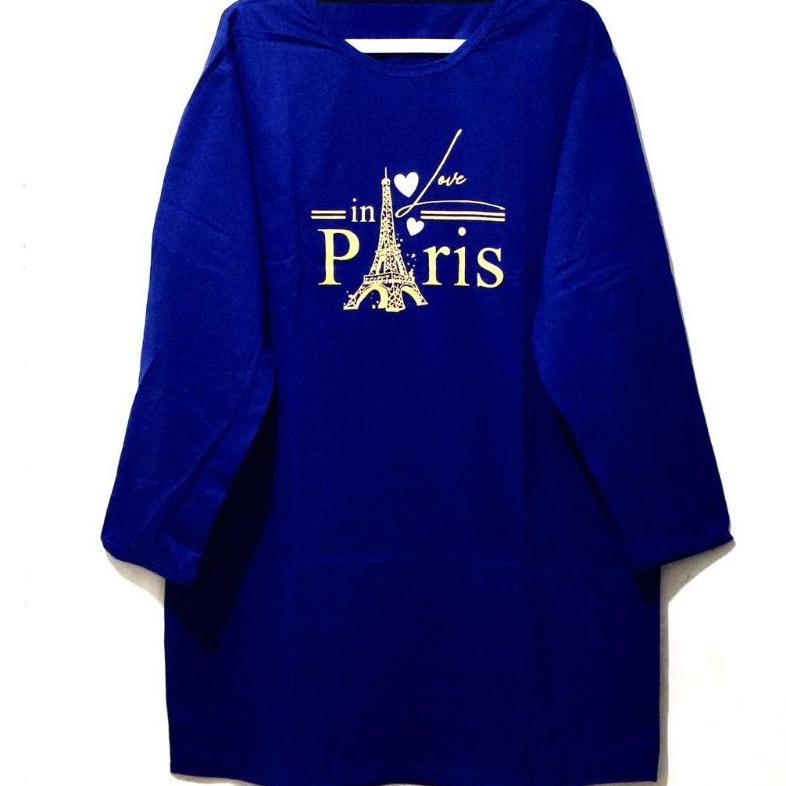 ( Cod ) Kaos / Dress Jumbo Xxl Lengan Panjang / Ld120 / Pb90 / Dress Love Paris / Dress Jumbo / Dres
