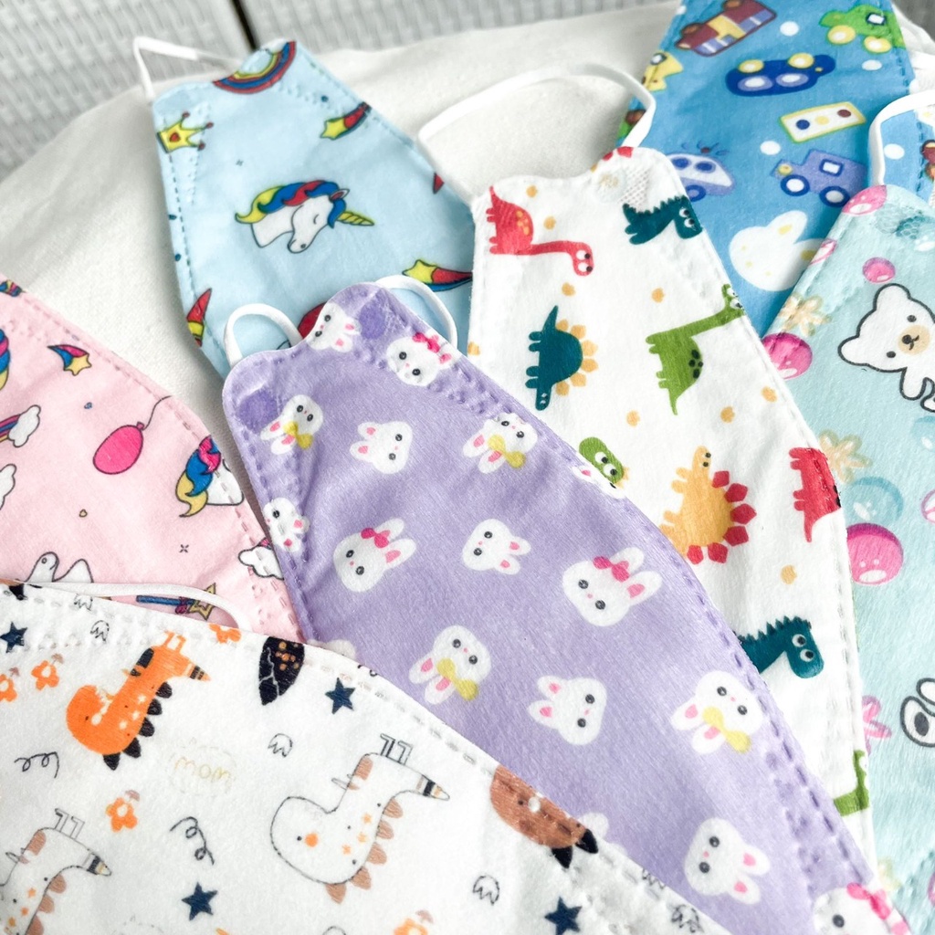 Masker Anak Model KF94 Masker Anak Motif Dino Unicorn Kucing Mobil Masker KF94 Kids Motif Kartun Luc