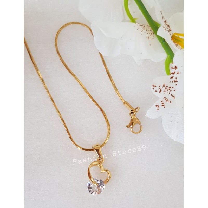 ready Kalung Love simple import titanium bestquality emas silver Antikarat Selamanya bestquality