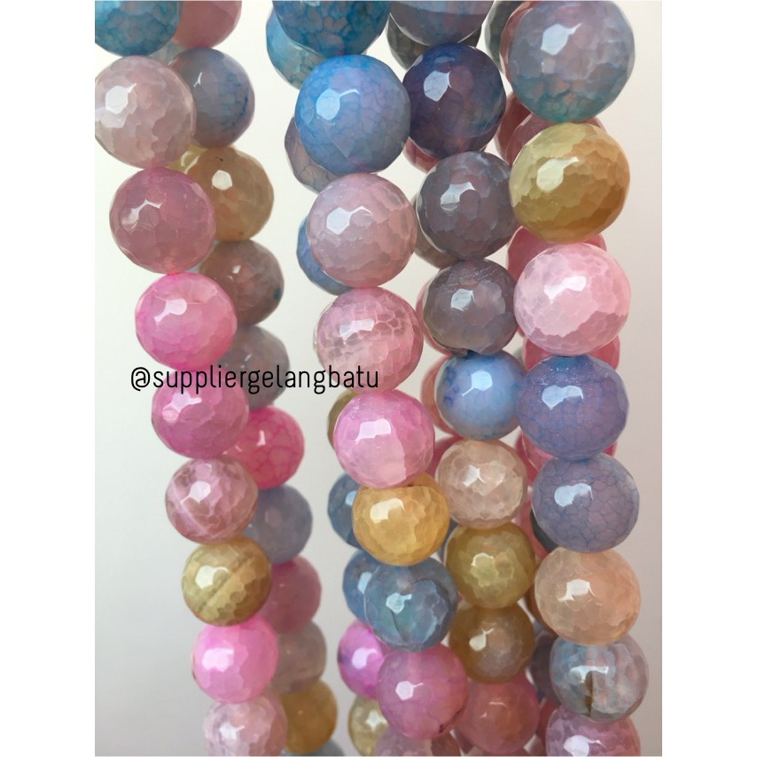 Natural Morgan FACETED beads 16mm CUTTING batu manik candy craft impor aksesoris fashion warna warni