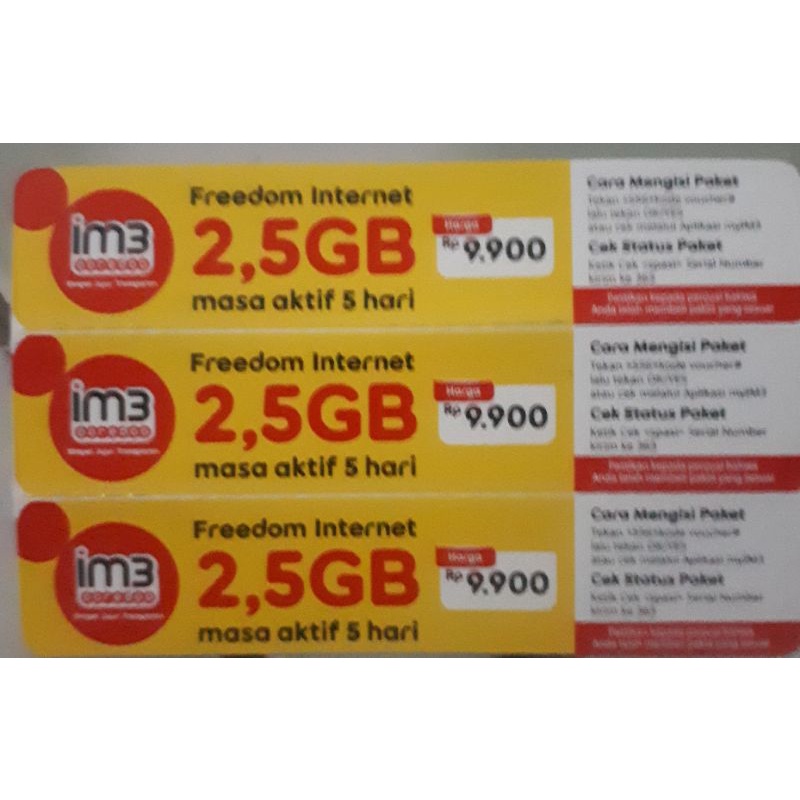 Voucher indosat 2,5gb 5hari