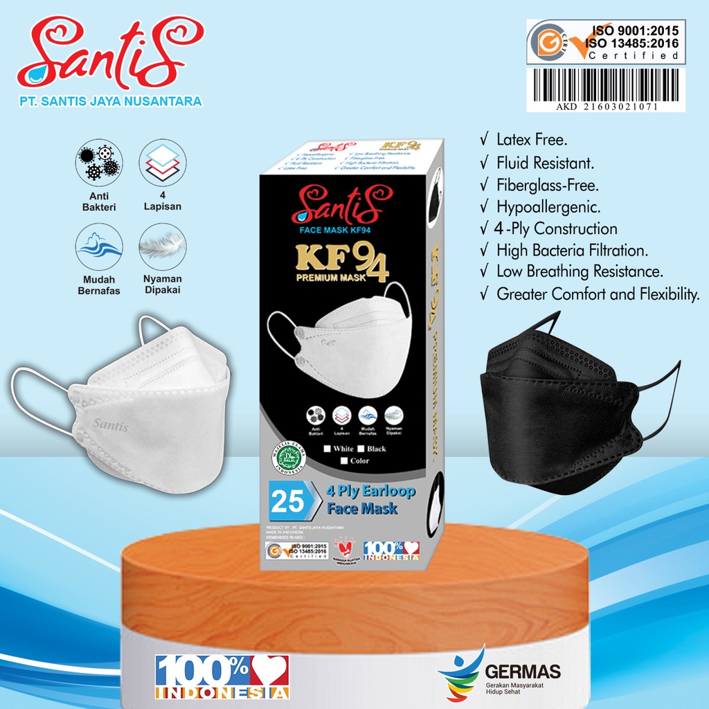 Masker KF94 MEDIS 4 ply SANTIS (isi 100 pc)