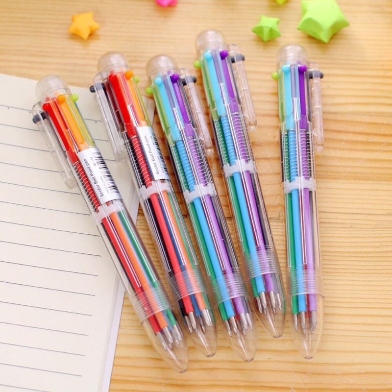 

PULPEN 6 WARNA TRANSPARAN PENA BALLPOINT PEN SIX IN ONE COLOR