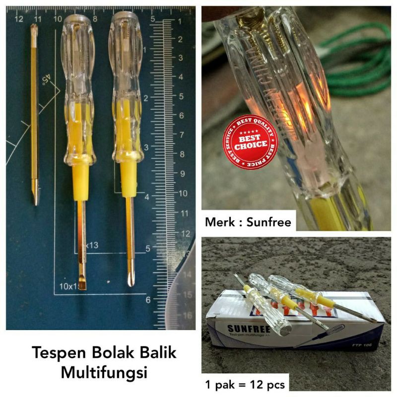 Obeng Test Pen Listrik Bolak Balik +/- Multi Fungsi Sunfree Test Pen 2in1