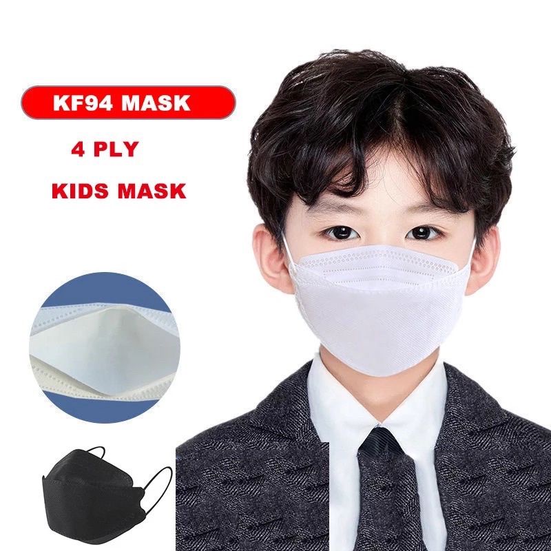 masker anak KF94 hitam putih