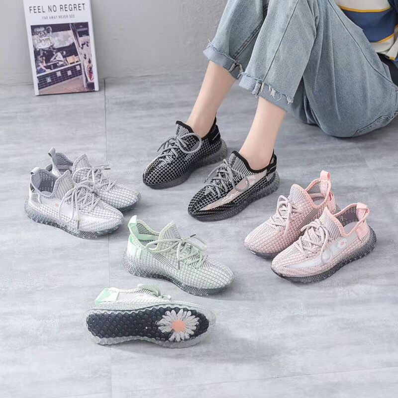 Sneakers Wanita Tali Sepatu Wanita impor lembut Tahan aus Non-slip Sol transparan Kain mesh bernapas-5