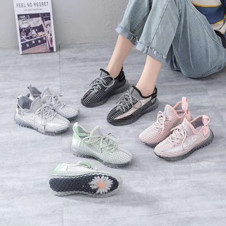 Sol transparan  Sepatu Wanita Sneakers Tali  Kain mesh 