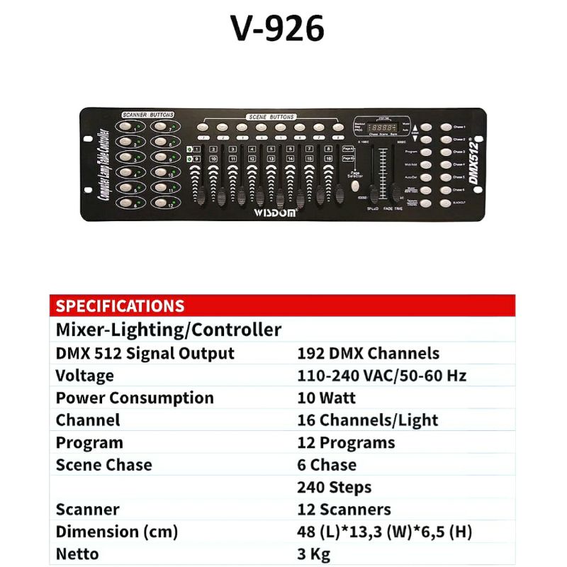 mixer lighting DMX 512  192 WISDOM ORIGINAL