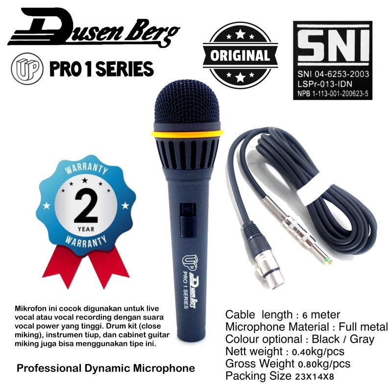 Microphone Kabel DUSENBERG PRO 1 SERIES Mic Karaoke Mc Pidato, ORIGINAL Garansi 2 Tahun