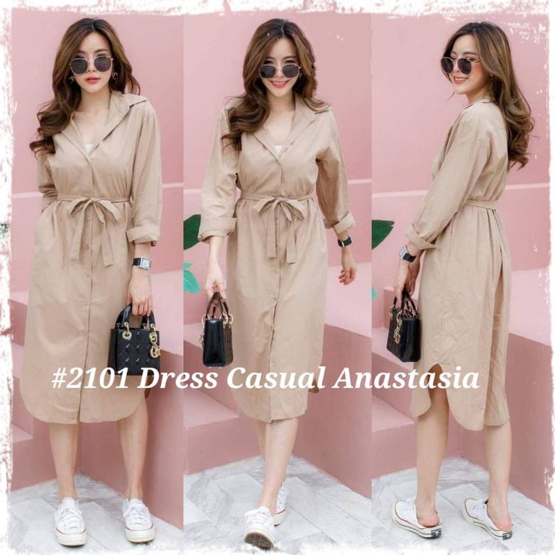 BEFAST - ZEC OOTD Wanita Dress HENA / Dress Casual Anastasia / Dress Kondangan Wanita / Dress Pesta / Fashion Wanita Casual / Dress Kekiniaan Wanita Remaja / Dress Polos Formal / Termurah