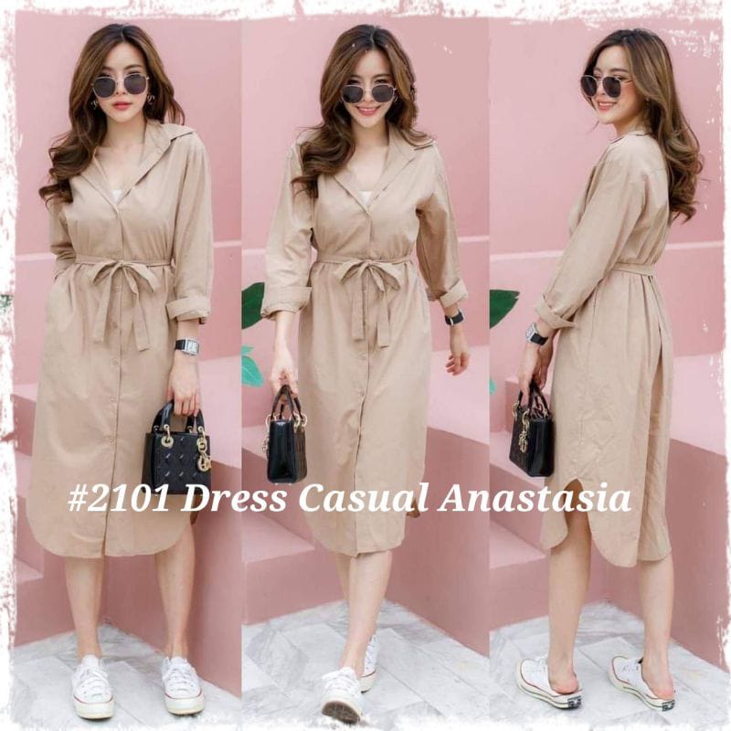 BEFAST - ZEC OOTD Wanita Dress HENA / Dress Casual Anastasia / Dress Kondangan Wanita / Dress Pesta / Fashion Wanita Casual / Dress Kekiniaan Wanita Remaja / Dress Polos Formal / Termurah