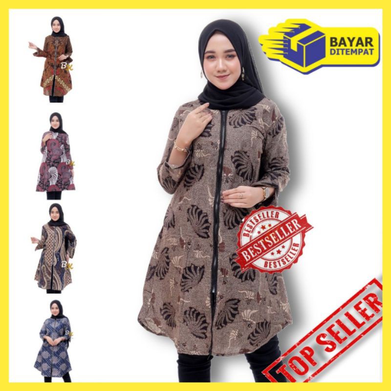 Produsen Baju Tunik Batik Zipper Depan Resleting Depan Coklat Kekinian Terbaru Jumbo Fashion Wanita Murah wpazYaH7kRmbk