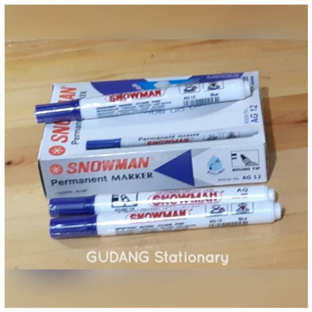 Spidol Permanent Marker AG-12 SNOWMAN [ Isi 12 pcs ]