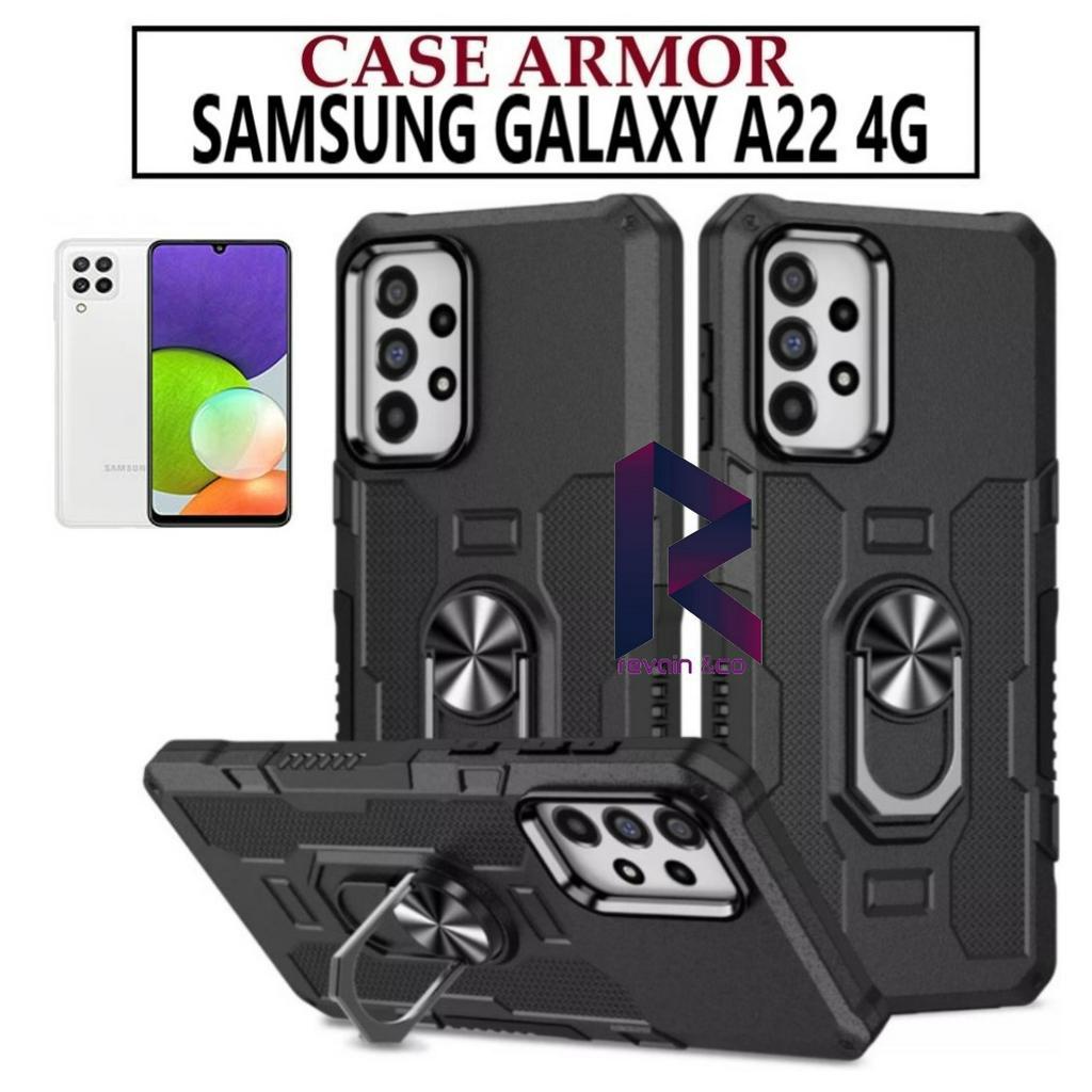 Case Armor SAMSUNG A22 4G Iring Cincin Magnetic Kesing Hp Protect kamera Premium Hard Case Standing Robot Pelindung Kamera