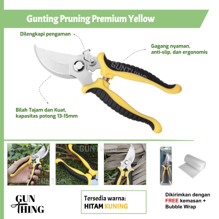 Jual Gunting Pruning Kuning Hitam - Tanaman, Stek, Ranting, Bonsai ...
