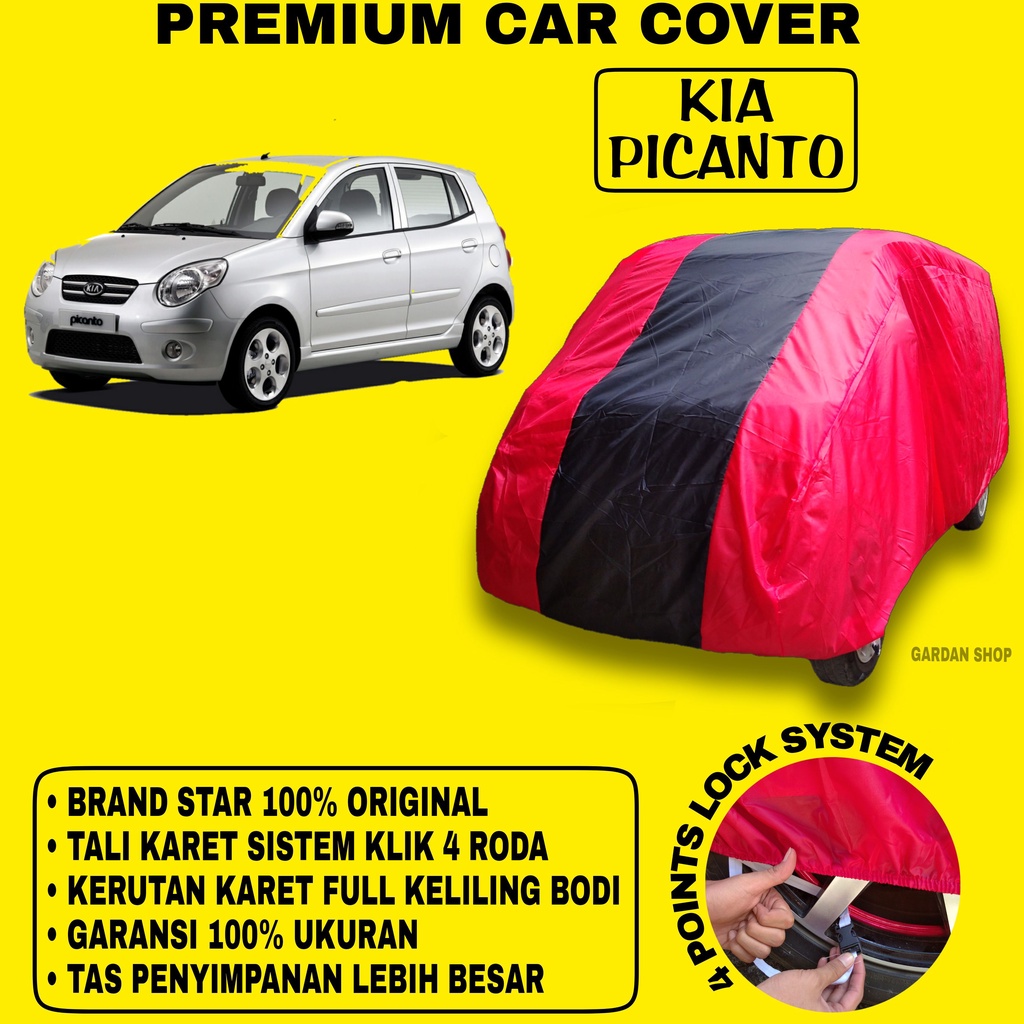 Body Cover KIA PICANTO MERAH HITAM Penutup Bodi Mobil Kia Picanto Waterproof PREMIUM