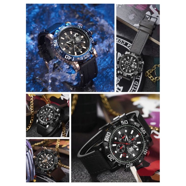 ORIGINALJam Tangan Pria Cowok T5 H 3855G Tali Kulit Include Box Tin Kaleng dan Paper Bag