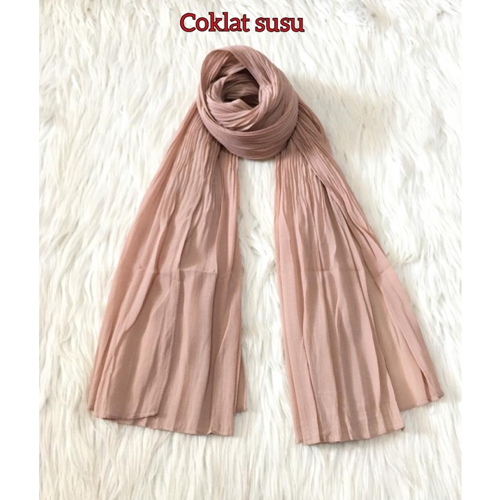 Premium PASHMINA PLISKET DUYUNG CERUTY Uno AZARA Ori Hijab Jilbab Pasmina 180x75cm-COKSU