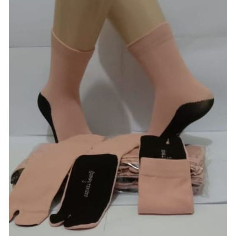 kaos kaki wanita muslimah jempol kaus kaki telapak hitam lentur polos warna kulit