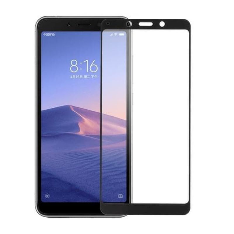 Tempered Glass Xiaomi Redmi 6A Full Cover Warna 5D / 6D / 9D  - Hitam