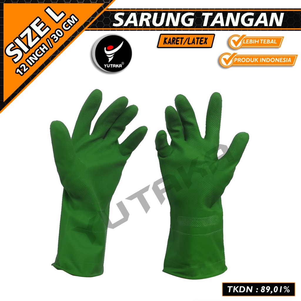 SARUNG TANGAN KARET 12 INCH warna hijau muda/sarung tangan karet cuci piring termurah 12 inch