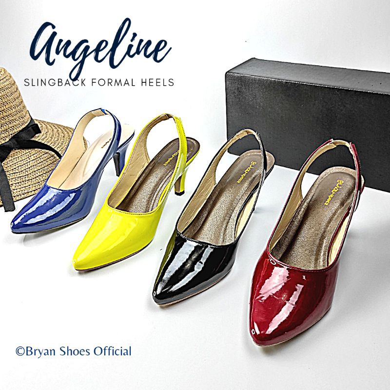 Bryan Angeline Heels 5cm Slingback Formal Kantor Kerja Glossy Jumbo Bigsize Oversize 36-40 41 42 43