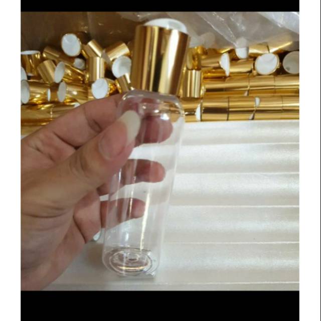 Botol plastik PET 100ml presstop gold