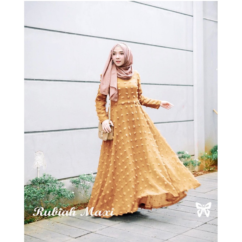 HOPYLOVY SALE - Gamis Maxi Dress Wanita bahan Linen Rubiah