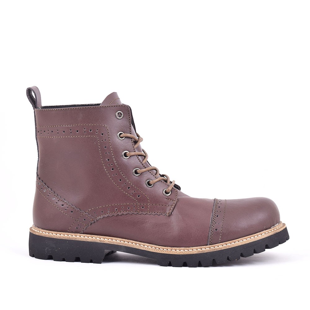 Sepatu Boots Pria Azcost Pedro - Coklat, Free Shipping, Sepatu Kerja, Handmade Lokal, Boots