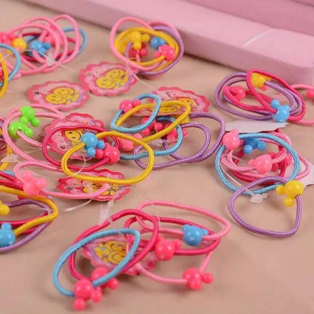 50pcs Karet Rambut Runciran anak warna warni kecil ada mute