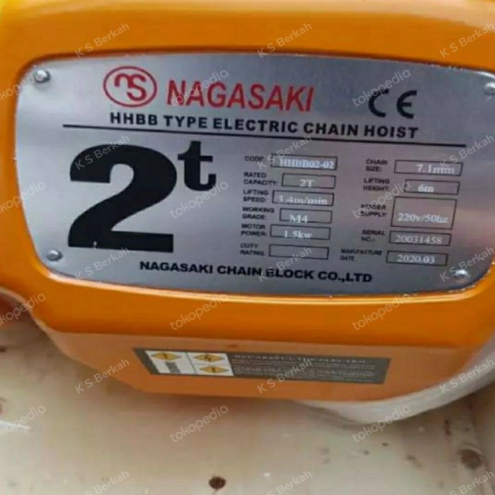 Electric chain hoist 2 ton 3 phase NAGASAKI Chain Hoist Electric JAPAN