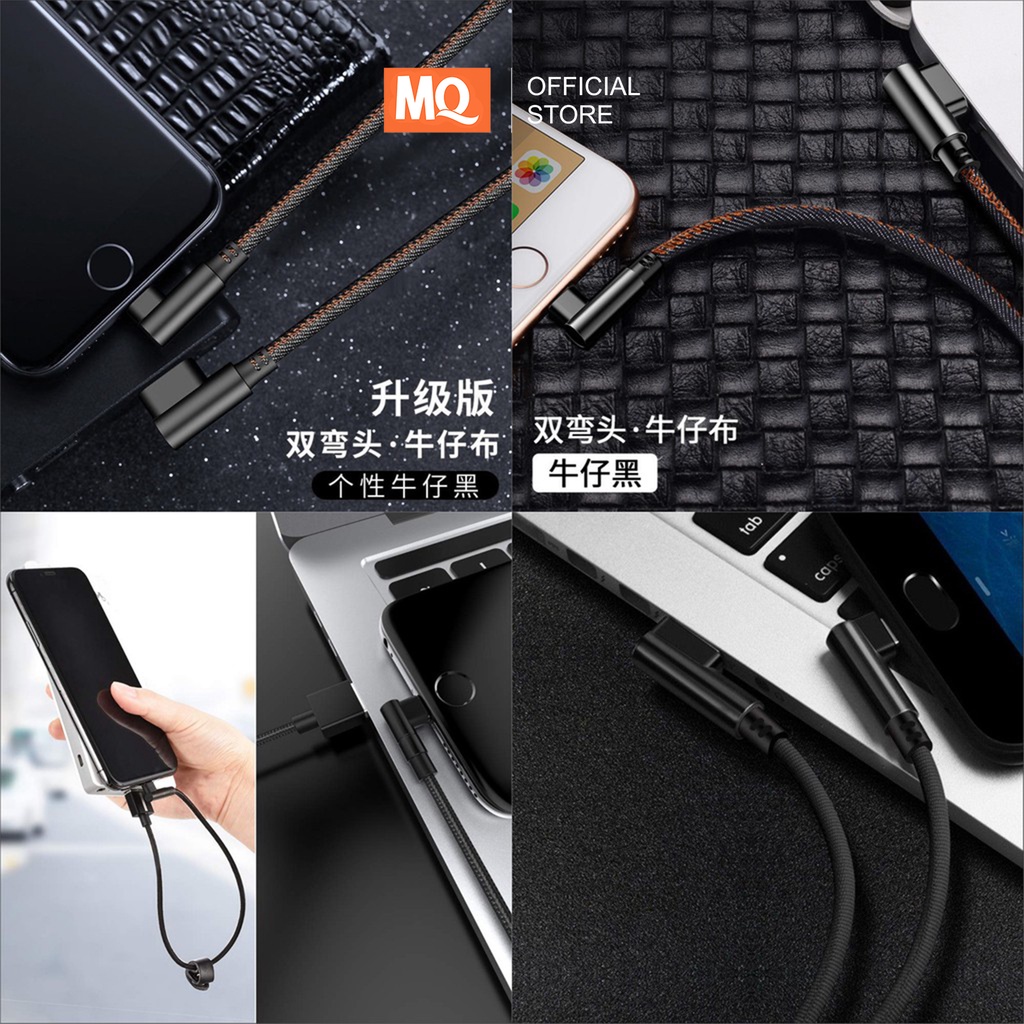 MQ Kabel Data Charger L Gaming series Type C Micro USB Lightning Fast Charging 90 derajat MQ-CB03