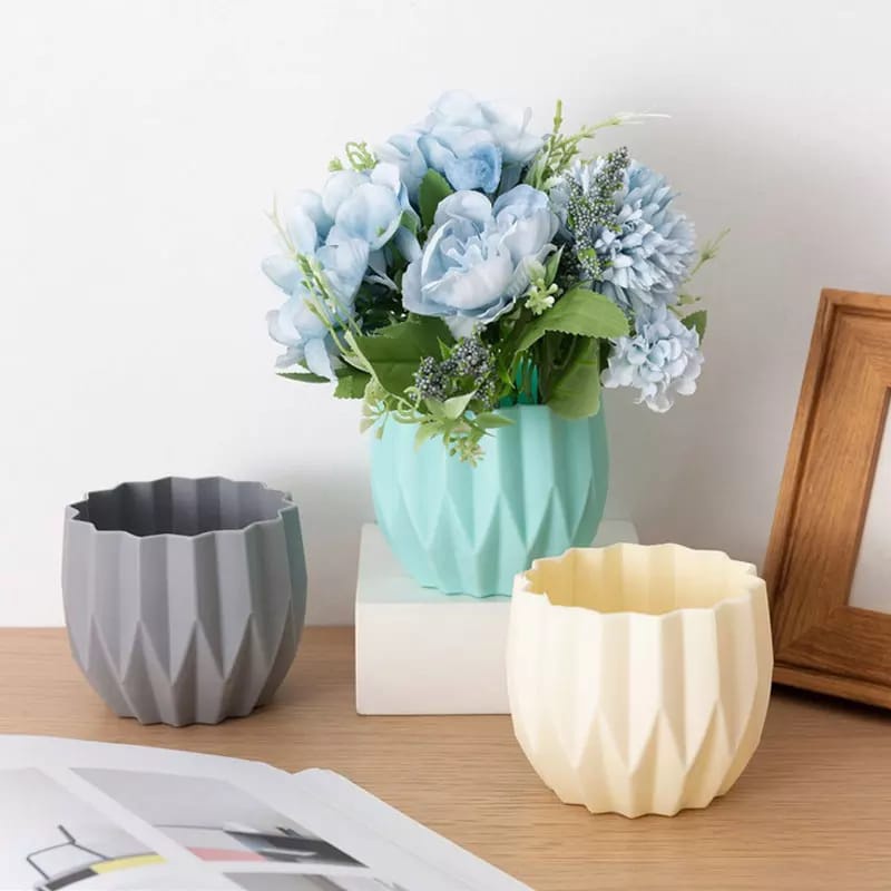 BMW Kitchen Ware - Vas Bunga Pot Tanaman Plastik Bentuk Belimbing Pendek Dekorasi Rustic Meja Kantor