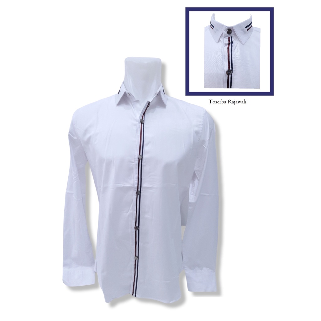 (Nxnitrox F8156) Kemeja Pria Slimfit Lengan Panjang Kombinasi