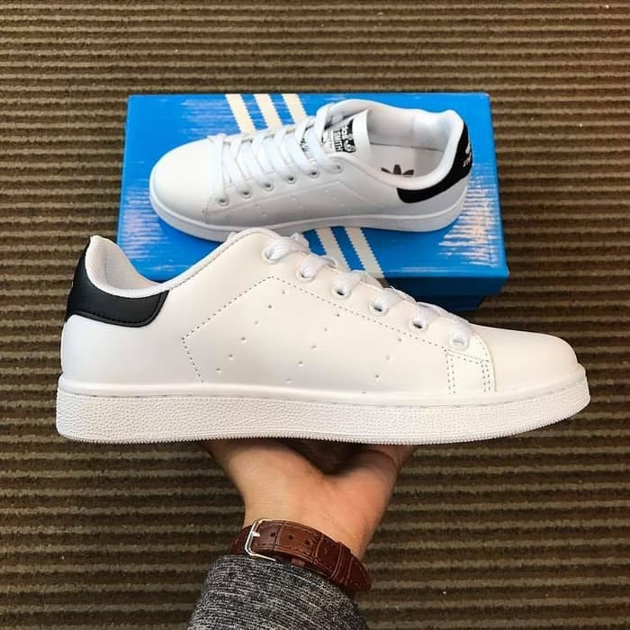Sepatu Adidas Stan Smith White Black / Pria Wanita / StanSmith Putih