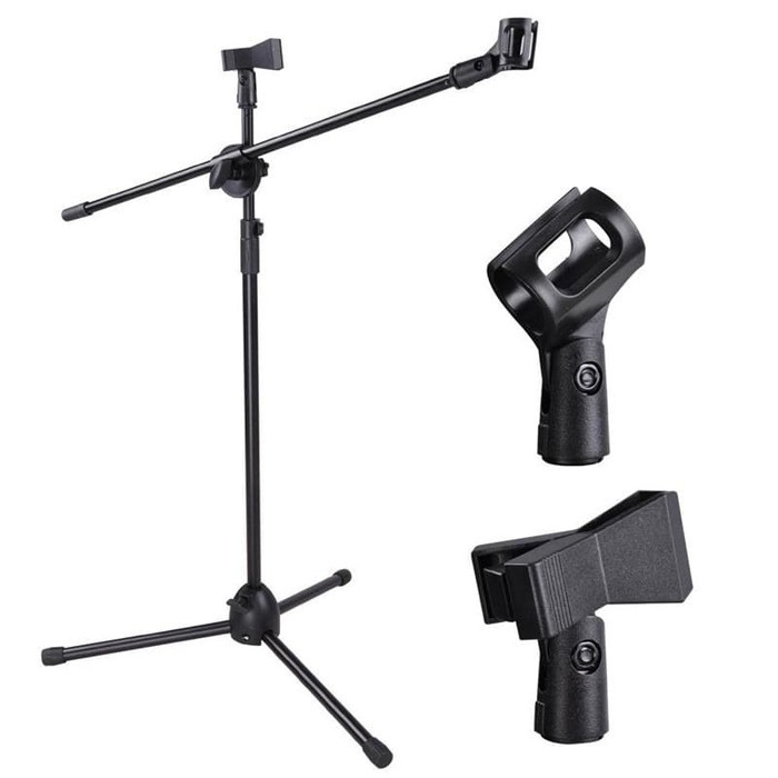 TAFFSTUDIO STAND MIC TRIPOD NB 107 HOLDER MIKROFON PRO 2 KLIP MICROPHONE STAND