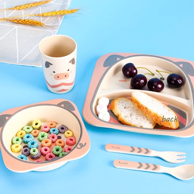 Set Alat Makan 5 in 1 Karakter Hewan Lucu / Lunch Plate Kids / Set Alat Makan Anak