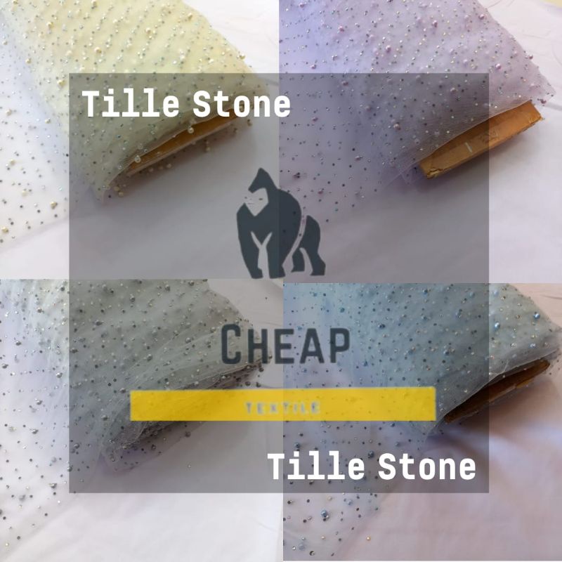 Jual Kain Tile Stone Tille Stone Mutiara Tule Motif Tulle Stone