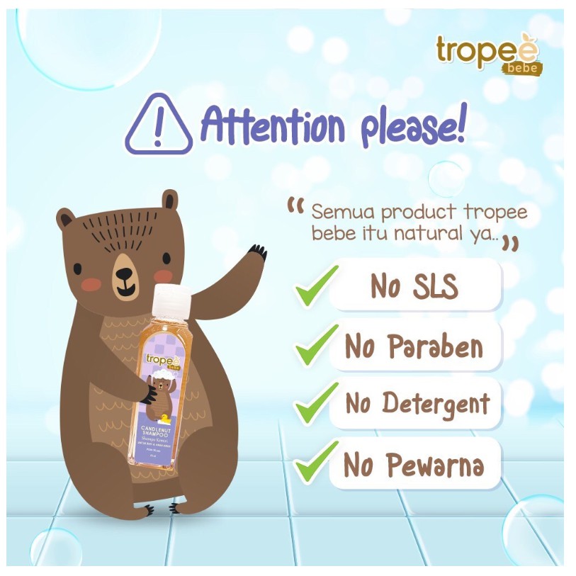 TROPEE BEBE candlenut oil (minyak kemiri) TROPEEBEBE Candlenut Shampoo ( shampo kemiri ) 100ml SBC