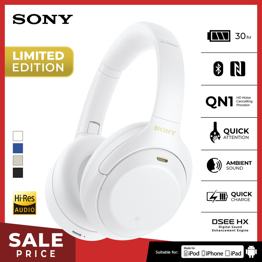 limited edition headset sony wh 1000xm4 wireless headphone premium noise cancelling battery up to 30
