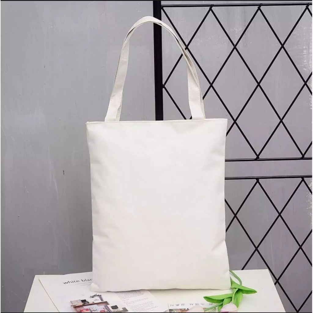 Totebag Kanvas Putih Polos (Resleting)