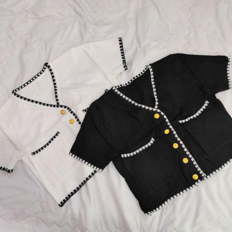 Atasan Rajut Button CropTop Korean Style // FASHION KOREA V-NECK CARDIGAN
