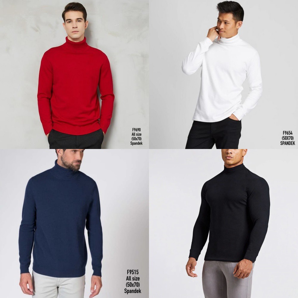 Kaos Lengan Panjang Pria Turtle Neck Kerah Tinggi Korea Style High Neck Fashion Man Style Shopee Indonesia