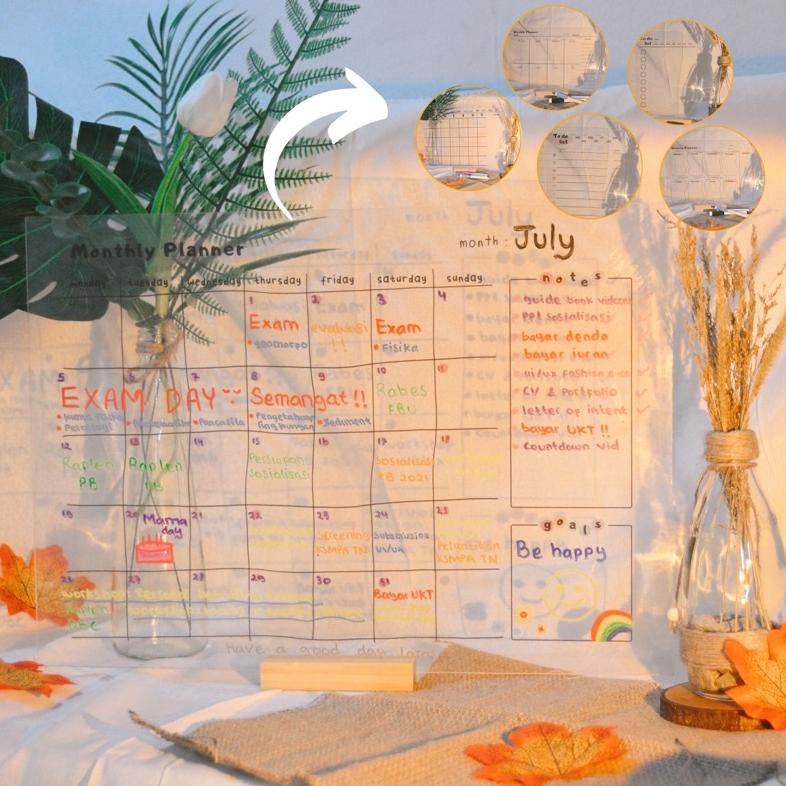 

((BISA COD)) Acrylic Planner A3 A4 A5 Monthly Weekly To do list Korean aesthetic cute ins