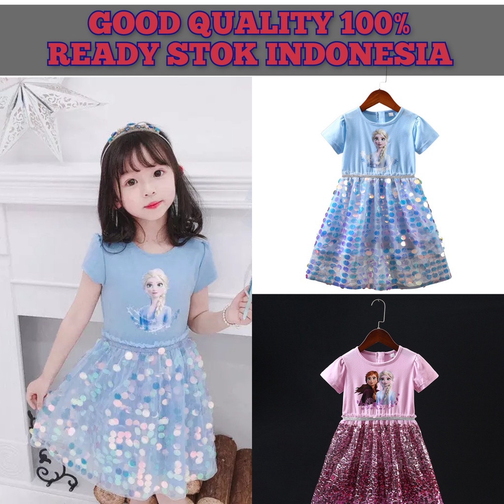 GAUN BAJU ANAK PEREMPUAN ELSA  FROZEN KOSTUM PRINCESS ELSA ANNA FROZEN DRESS ANAK KECIL PEREMPUAN WANITA ULANG TAHUN