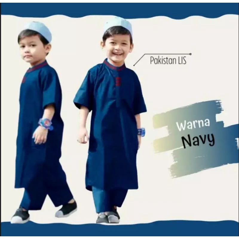 Setelan Baju Koko Pakistan Anak Usia 1-10 Tahun Set Baju Muslim Anak Laki-laki Terlaris